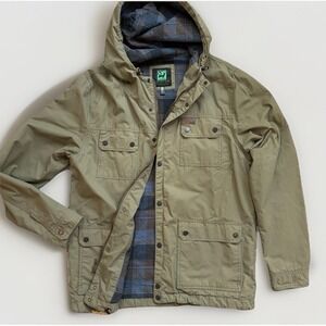 HippyTree Flannel Lined Hooded Parka Field Jacket Waterproof Nylon Utility Coat